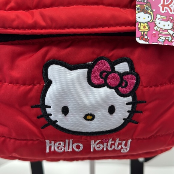Hello Kitty Quilted Red Mini Backpack Embroidered Bag Zipper Charm Y2K - Picture 3 of 16